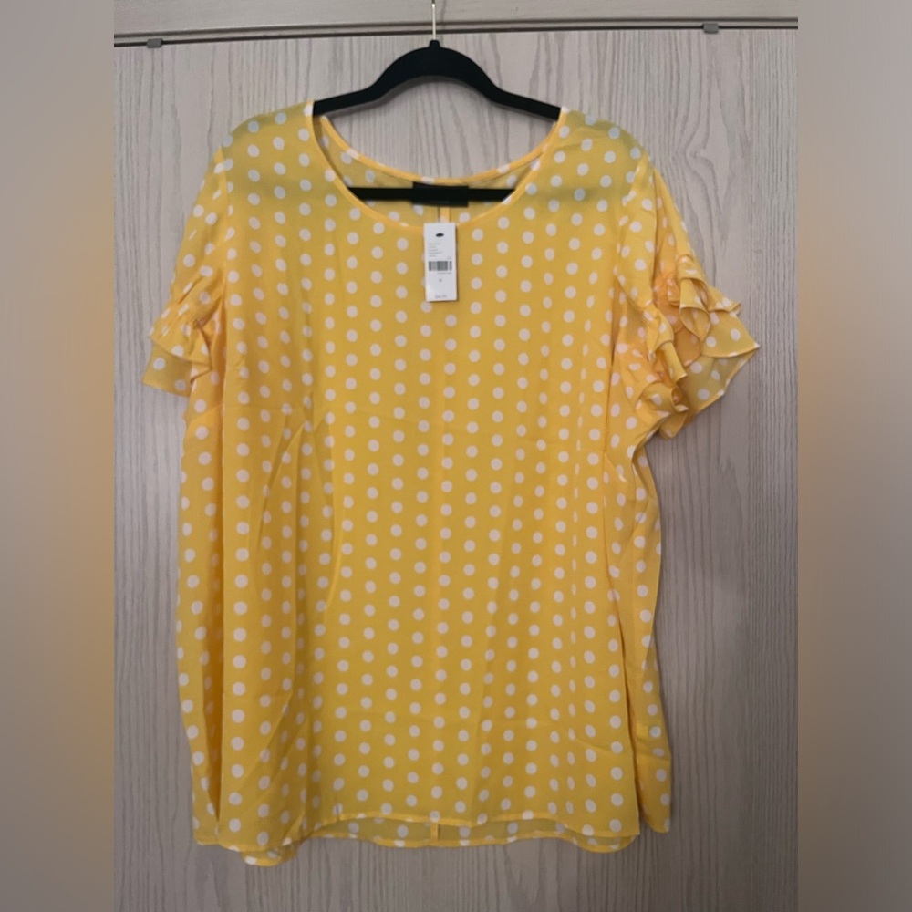 Lane Bryant Yellow Polka Dot Women's Top